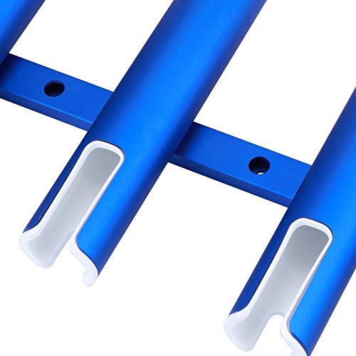 Aluminium Wall-Mounted Fishing Rod Holder for Boat, Garage & Marine - Holds Rods & Poles - color: Blue 4 Tubes