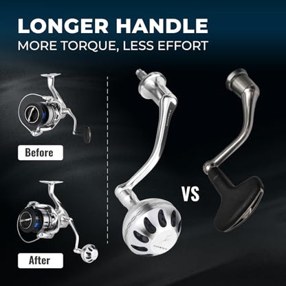 GOMEXUS Power Handle for Shimano Stradic FL FM Stella Vanford Vanquish Nasci Twinpower 1000-5000 Spinning Reel Replacement Crank - color: Silver Blue