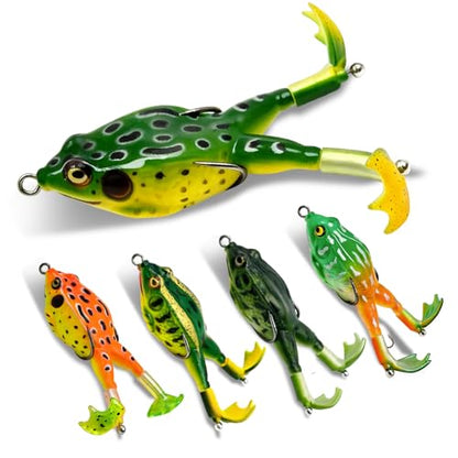 Keenjorika Soft Frog Fishing Lures 3 Pack, Topwater Floating Weedless Frog Baits with Rotating Kicking Legs, Lifelike Soft Swimbaits for Bass, Trout, Snakehead Fishing, Freshwater & Saltwater - color: 2/4/5/7/10