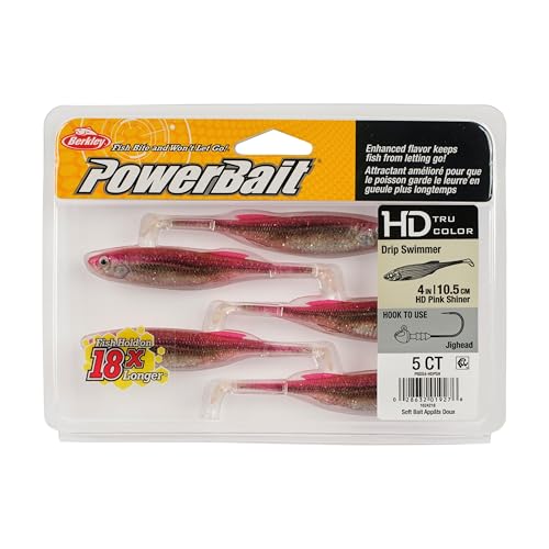 Berkley PowerBait Drip Swimmer Fishing Soft Bait - color: HD Pink Shiner, size: 4"