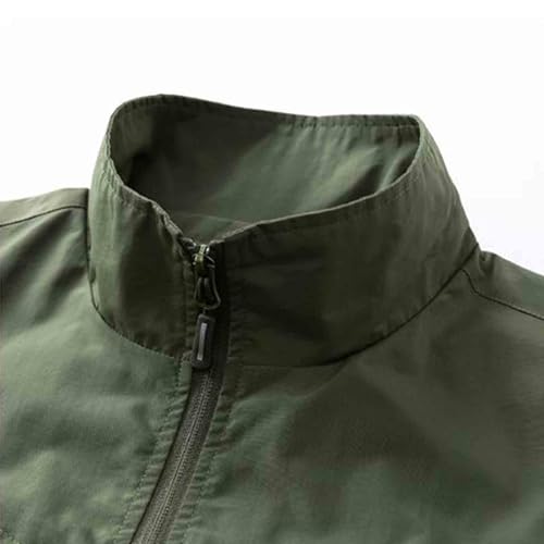 Men Fishing Vest Lightweight Outerwear Golf Running Sleeveless Jacket Travel Photo Utility Vest with Zipper Pockets - color: #02 Army Green, size: 5X-Large