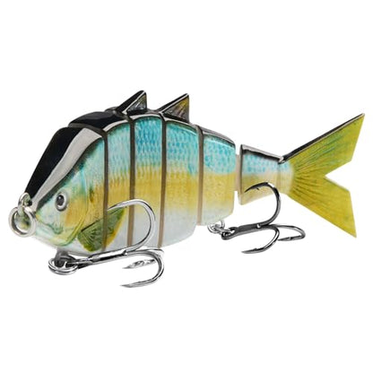 BASSDASH Bone Swimbait Multi Jointed Hard Fishing Lure for Bass Trout Bluegill Pike with Angled Cut Segments - color: Threadfin