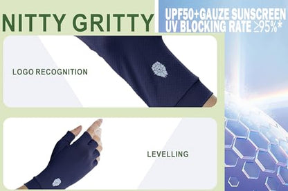Men's Women's SPF Fingerless Gloves Mittens Sun Protection Unisex Driving Gloves UPF 50+ With Silicone Gel - color: Navy, size: X-Large