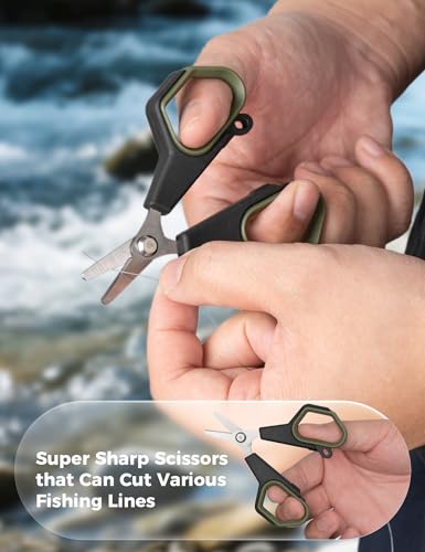 Fishing Tools Kit, Fishing Pliers,Fishing Scissors, Fishing Line Cutter for Braided Fishing Line,Fishing Gear with Lanyard - color: 6.5"Fishing Pliers Green