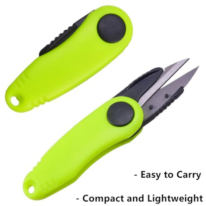 2 Pack Fishing Wire Plier Fishing Line Scissors Stainless Steel Fishing Pliers Scissors Folding Shrimp Shape Fishing Line Clipper with Retractable Keychain for Fishing, Green