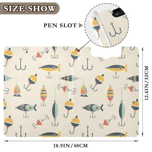 A4 Foldable Clipboard Folder with Double Clips Metal Clip, Pen Holder, 360 Degree Foldable Storage Clipboards Fishing Lures Hooks Fish Binder File Folder for Office,Nursing,Work,
