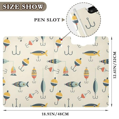 A4 Foldable Clipboard Folder with Double Clips Metal Clip, Pen Holder, 360 Degree Foldable Storage Clipboards Fishing Lures Hooks Fish Binder File Folder for Office,Nursing,Work,
