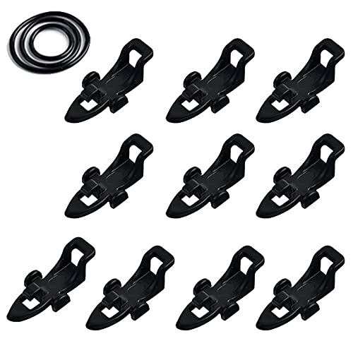 Fishing Hook Keeper Fishing Rod Keeper with 3 Different Rubber Rings Fishing Rod Hook Holder 10pcs - color: Black-10pcs