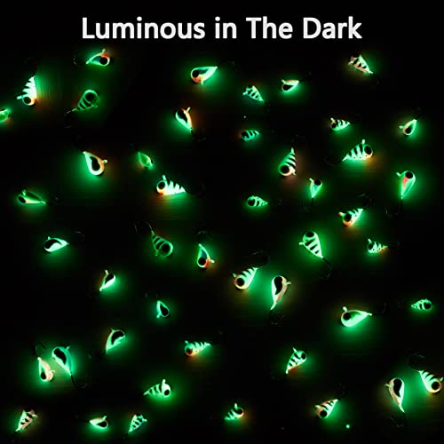 BASSDASH Tungsten Ice Fishing Jigs with Glowing Paint Fishing Lures for Winter Ice Jigging Crappie Bluegill, 6-Pack - color: BI10 - B, size: 3.2mm - 1/58 oz. - #16 Hook