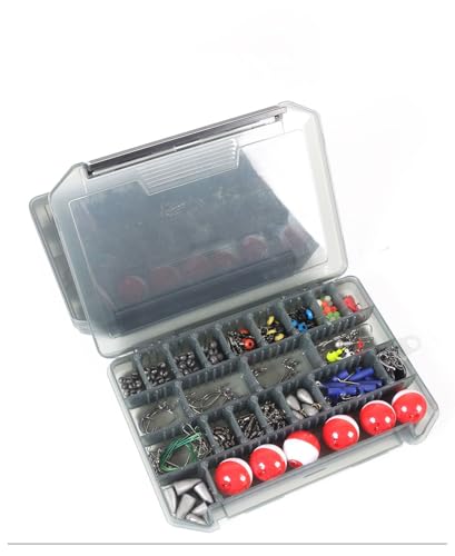 228-Piece Compartment Box Fishing Tackle Kit Contains Hooks, Sinkers, Beads, Swivels, Snaps & Assorted Terminal Rig Accessories, Nice Fishing Gift for Men