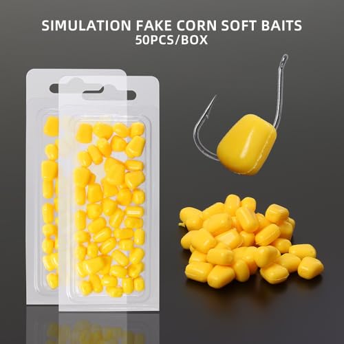 100-Piece Boxed Soft Corn Lure, Floating Corn Fake Soft Bait, Silicone Artificial Bait, Ideal for carp Fishing and Outdoor Wild Angling.