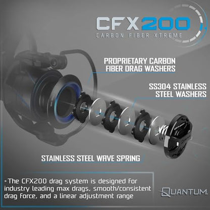 Quantum Strive Spinning Reel and Fishing Rod Combo, Graphite Composite Blank, 4+1 Bearings, Silver/Blue - size: 8'0", style: Size 5000 Reel