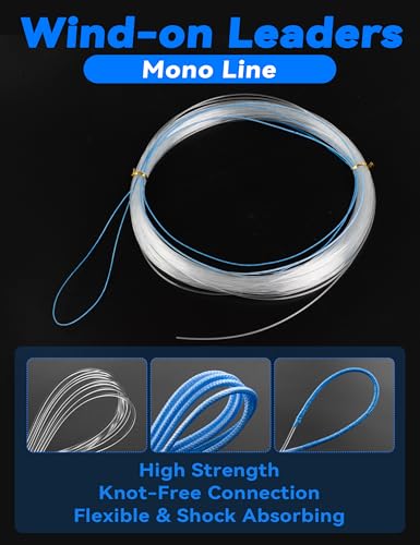 BLUEWING Monofilament Wind-on Leader High Strength Mono Loop to Loop Fishing Leader Line for Vertical Jigging, Swordfish & Trolling - size: 130lb / 25ft, style: Mono