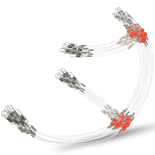 Fishing Leaders Saltwater Fishing Rigs Fishing Wire Leaders with Swivels Snaps High-Strength Fishing Leader Line Rig Bottom Rig Nylon Steel Sea Surf Fishing Rigs Tackle 1Arm 2Arms - color: White Nylon, style: 2 Arm, 12pcs