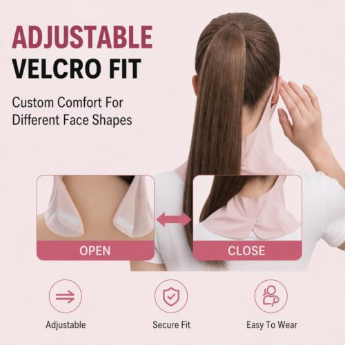 Ice Silk Sun Protection Face Mask for Women, Breathable Cooling Face Cover with Neck Coverage, Driving，Golf，Hiking - color: Black+pink