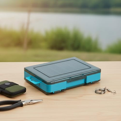 Double-Sided Fishing Lure Box, Slim PU Leather Tackle Organizer for Kayak & Travel, 13 x 3.3 x 1.6 Inches - color: Blue