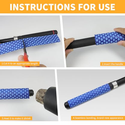 Heat Shrink Tubing, 3.28ft 2:1 Shrink Ratio Heat Shrink Tube for Fishing Rod Grips with Non Slip Waterproof, Fish Scale Pattern Heat-Shrink Tubing (1, Blue, Dia:28mm) - color: Blue, size: Dia:28mm