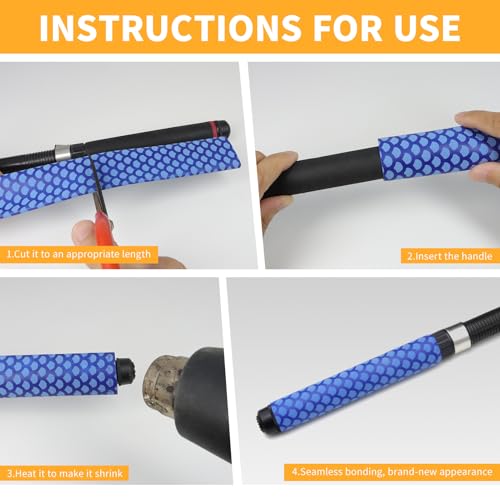 Heat Shrink Tubing, 3.28ft 2:1 Shrink Ratio Heat Shrink Tube for Fishing Rod Grips with Non Slip Waterproof, Fish Scale Pattern Heat-Shrink Tubing (1, Blue, Dia:30mm) - color: Blue, size: Dia:30mm