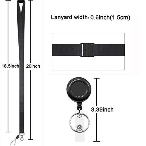 Foshine Lanyards with Retractable bagde Reel 5 pcs Black Lanyrd for Keys | Breakaway Safety Lanyard For ID Badge Holder - color: 5 Pack Lanyard With Retractable Badge Reel