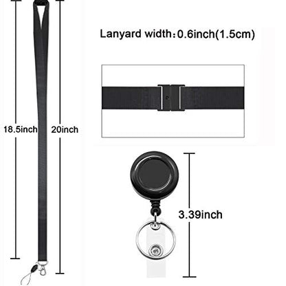 Foshine Lanyards with Retractable bagde Reel 5 pcs Black Lanyrd for Keys | Breakaway Safety Lanyard For ID Badge Holder - color: 5 Pack Lanyard With Retractable Badge Reel