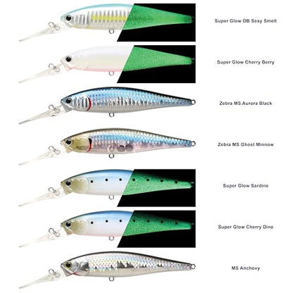 LUCKY CRAFT Pointer 100DD-S, Saltwater Surf Fishing Lures, Jerkbait, Halibut, Surf Perch, Calico Bass, White Seabass, Striped Bass, Sinking, Fishing Gear - color: 711 Super Glow Cherry Berry