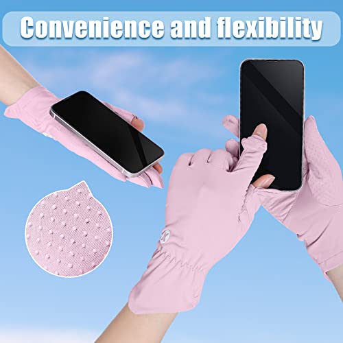 Loopeer 2 Packs Women Sun Protection Driving UV Gloves Full Finger Touchscreen Non Slip Breathable Summer Outdoor Gloves - color: Classic Grey, Classic Purple, size: Roundel