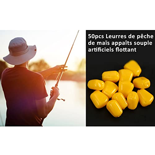 50pcs Bag Fake Corn Soft Baits, Useful Outdoor Freshwater Floating Baits Artificial Flavor Carp Baits Reusable Corn Fishing Lures for Freshwater and Saltwater Fishing