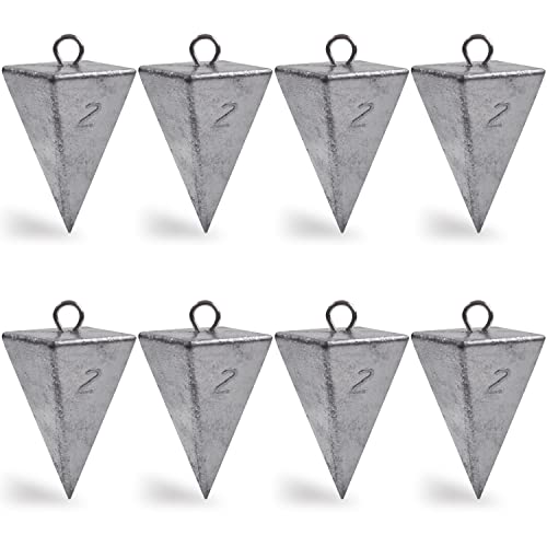 Pyramid Sinkers Fishing Weights Sinkers Saltwater Surf Fishing Weights Pyramid Weights Ocean Saltwater Fishing Gear Tackle 1oz 2oz 3oz 4oz 5oz 6oz 8oz - style: 2 Ounce, 8 Pack