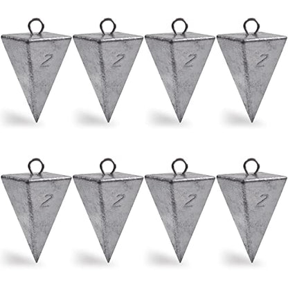 Pyramid Sinkers Fishing Weights Sinkers Saltwater Surf Fishing Weights Pyramid Weights Ocean Saltwater Fishing Gear Tackle 1oz 2oz 3oz 4oz 5oz 6oz 8oz - style: 2 Ounce, 8 Pack