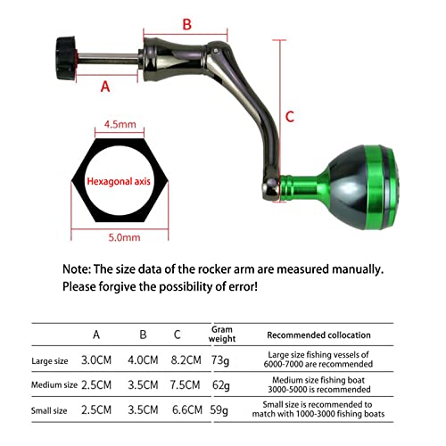 TEQIN Fishing Spinning Reel Handle, Lightweight Metal Single Rocker Arm, DIY Spinning Reel Grip Modification - Green, Small - color: Green Small