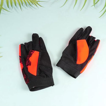 ABOOFAN 3-Finger Exposure Fishing Gloves, Anti-Slip Waterproof Thermal Windproof Gloves for Outdoor Fishing and Camping, Orange Pair