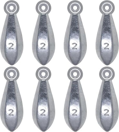 Fishing Weights Sinkers Bank Fishing Lead Sinkers Bullet Fishing Weights Ocean Saltwater Surf Fishing Gear Fishing Assortment 1oz 2oz 3oz 4oz - style: 2oz-8pcs