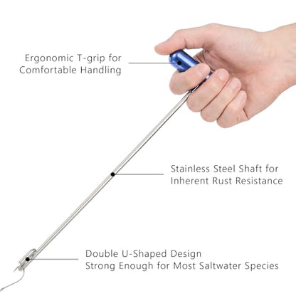 Elsjoy 2 Pack Fishing Hook Remover, 12" Fish Dehooker Tool Saltwater Fish Hook Remover, Shark Hook Removal Tool for Quick Removal