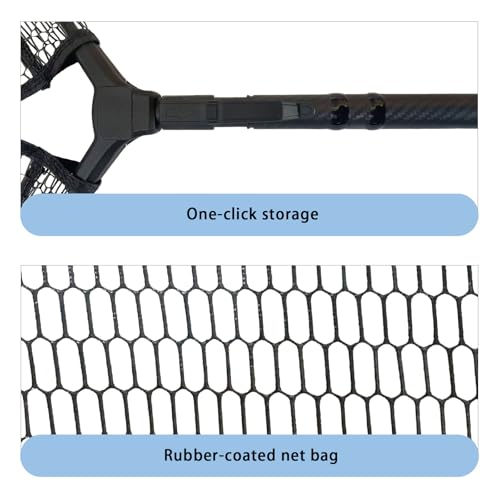 101.5in Large Fishing Net with Handle Carbon Fiber Coated Rubber Telescoping Minnow Long Landing Pond Net Collapsible Kayak Folding Fish Net - color: Carbon fiber