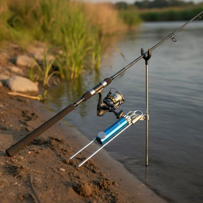 1 Pack Fishing Rod Holder, Stainless Steel Ground Spike for Bank and Shore Fishing, Foldable Design