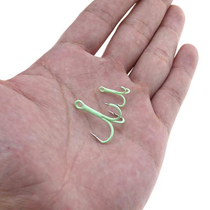 Create idea Luminous Treble Hooks,40pcs Treble Hook Fish Triple Assorted Set with Storage Organizer Box Glow in Dark Night Fishing Gear Saltwater