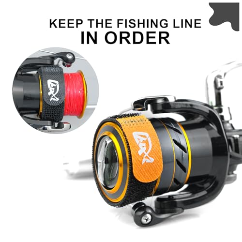 Fishing Reel Spool Cover Protector Band, Elastic Hook and Loop - color: Orange