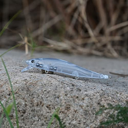 Unpainted Jerkbait Fishing Lure Blanks - 20 Minnow Lures with Free Eyes, SwimBaits for Bass