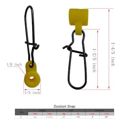 25/50/100 PCS Fishing Line Sinker Slides Duo Lock Snaps High Strength Stainless Steel Sinker Slider Swivel Snap Kit Fishing Tackle - color: Yellow, size: 25 Pieces