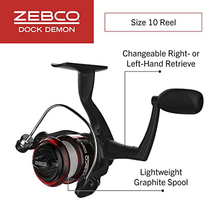 Zebco Dock Demon Spinning Reel or Spincast Reel and Fishing Rod Combo, 30-Inch Durable Fiberglass Rod, QuickSet Anti-Reverse Fishing Reel - style: Spinning Reel - Red