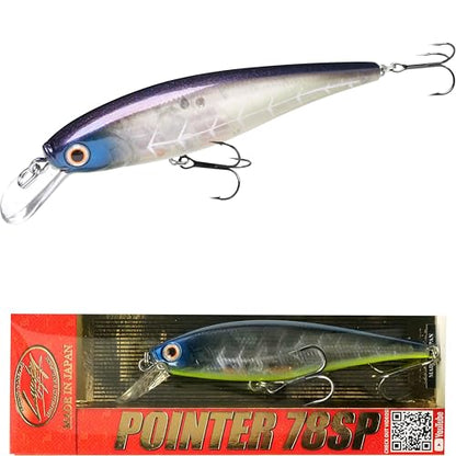 LUCKY CRAFT Pointer 78SP Fishing Lures, 3" Freshwater Bass & Trout Lures, Suspending 4ft-5ft Depth, Jerkbait, Bass Fishing Gear and Accessories, Ghost & Aurora - color: 371 Bone Pro-Blue
