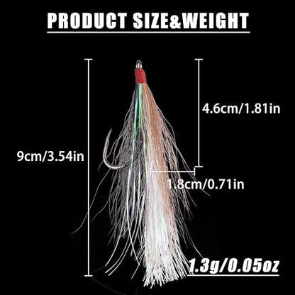 Bucktail Teasers Fishing Hooks Saltwater Flounder Rig Bucktail Mylar Teasers Inserted Fishing Teaser Hooks for Jigs Spoons Lures Hi/Lo Rig Striped Bass Bluefish Flounder Surf Bottom Fishing - color: Black-grey, size: 6pcs