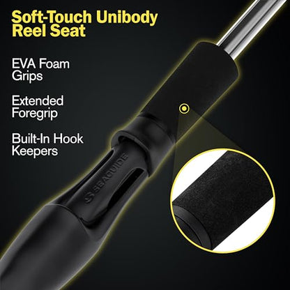 Next 1 Freshwater Bass Fishing Rod, Casting, Graphite Blank | 6 Casting Rod Models: For Topwater, Jig, Frog & Crankbait, 8-30 lb, 1/8-1.5 oz, 20/30-Ton Graphite, SeaGuide Zirconia Guides - color: Black, size: 7'6" MH, FAST