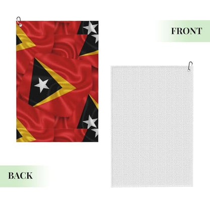 Supdreamc 24x16 Inch Microfiber Golf Towel with Clip, East Timor Flag, Super Absorbent Fast Drying for Wiping Clubs & Personal Use on Golf Course - color: Style (107)