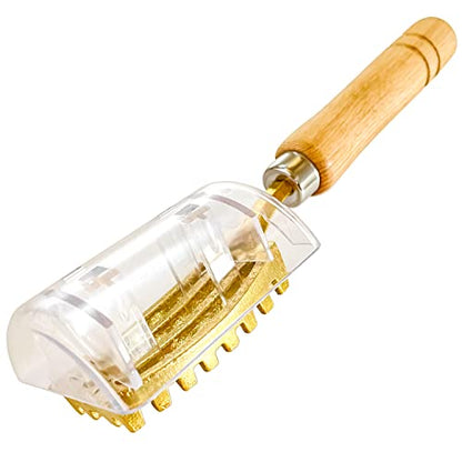 YAMASAN KYOTO UJI Brass & Wood Fish Scale Remover, Tsubame-Sanjo, Japan | Professional Japanese Kitchen Scale Tool, Fish Scale Remover with Box, Brass Serrated Sawtooth and Wooden Handles