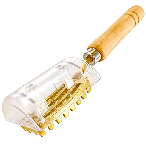 YAMASAN KYOTO UJI Brass & Wood Fish Scale Remover, Tsubame-Sanjo, Japan | Professional Japanese Kitchen Scale Tool, Fish Scale Remover with Box, Brass Serrated Sawtooth and Wooden Handles