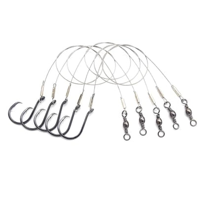 Circle Hook Rigs with Steel Leaders, Saltwater Surf Fishing Tackle Kit, Heavy Duty Hooks, 7x7 Strands Steel Wire with Nylon-Coating - size: 1#
