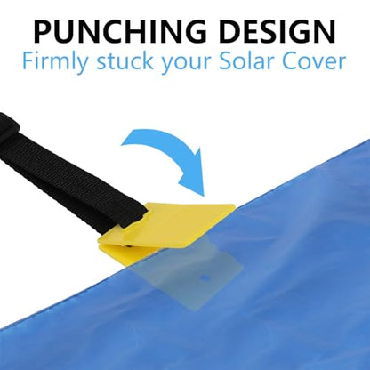VINGLI Pool Cover Reel Set Solar Pool Cover Reel for Inground Swimming Pool, Aluminum Solar Swimming Inground Cover Blanket Reel (Upgrade) (Straps) - size: Universal (14-21 FT)