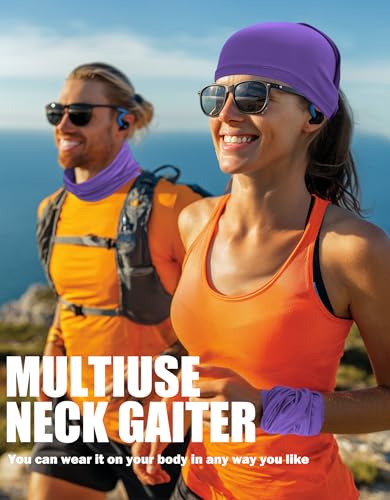 JHYWELL Cooling Neck Gaiter Face Mask, UV Protection Masks Gator, Windproof Bandana for Skiing, Fishing, Hiking, Cycling - color: Purple Pack