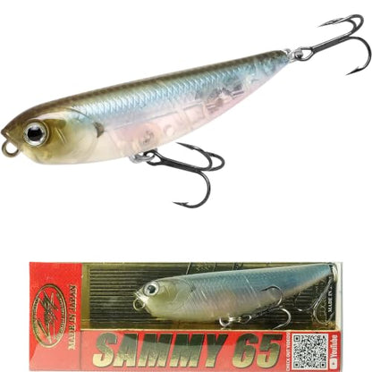 LUCKY CRAFT Sammy 65 Topwater Fishing Lures, 2.5" Floating Freshwater Trout, Smallmouth Bass Lures, Walk-the-Dog Tournament Bait, Bass Fishing Gear and Tackle Box Accessories - color: 238 Ghost Minnow